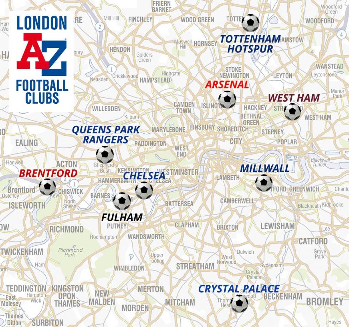 ロンドンのサッカースタジアム地図 地図のfootbalスタジアムロンドン イギリス