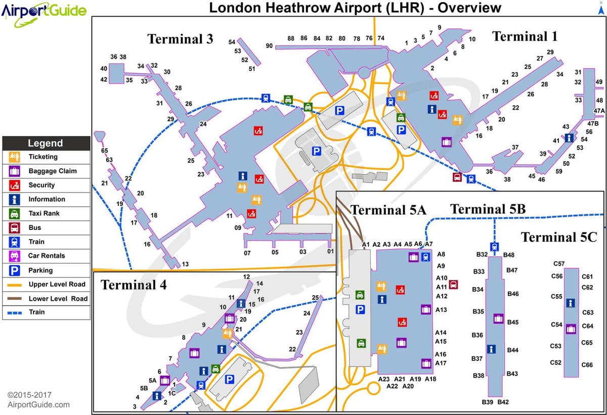 地図のヒースロー空港
