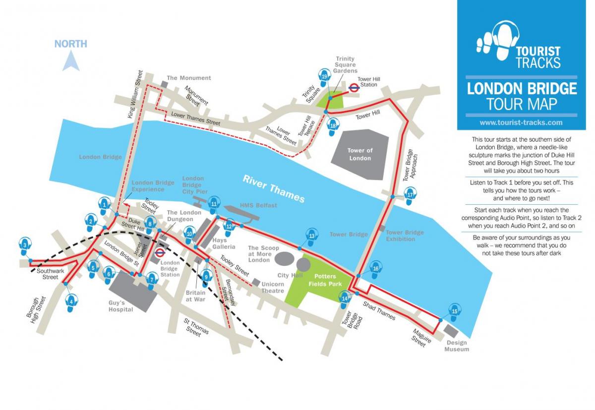 地図のロンドンブリッジ