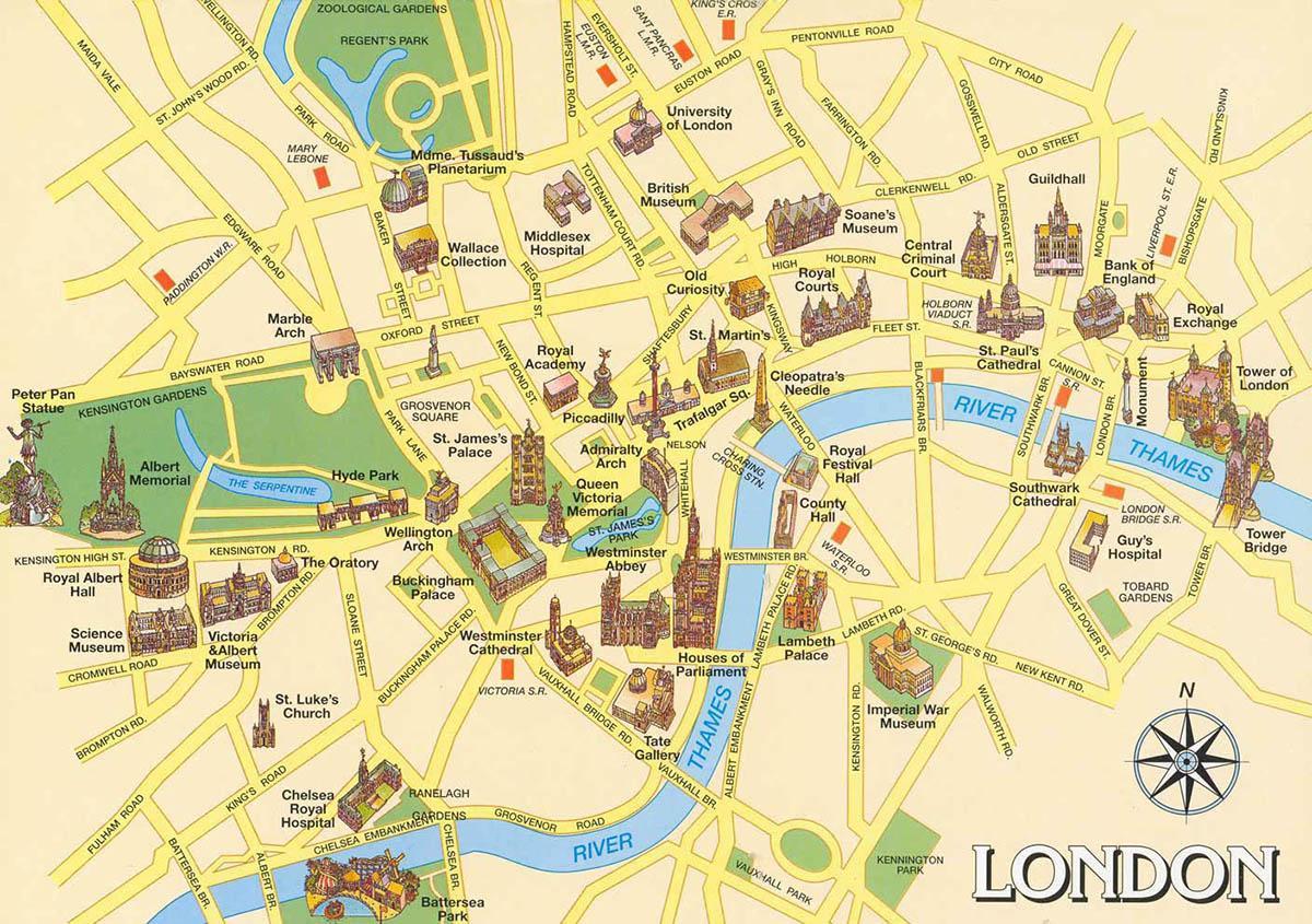 地図の中央にロンドン