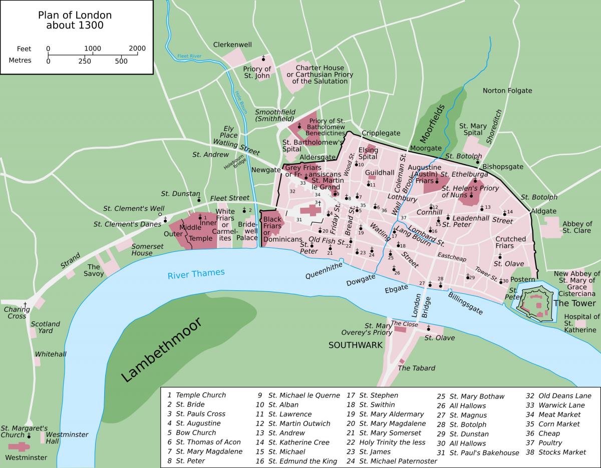地図の中世ロンドン