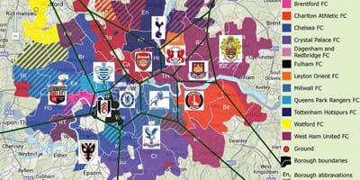 ロンドンのサッカーチームの地図